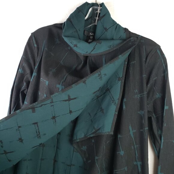 Ruti Forever Jacket Stretch Crosses Print Black Teal Size XS/S Goth Minimalist - Picture 8 of 15